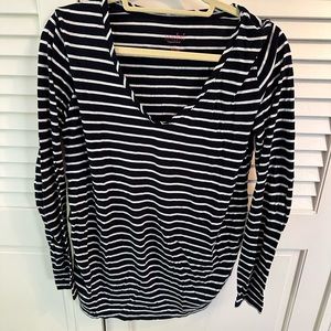 Navy / White stripe maternity shirt